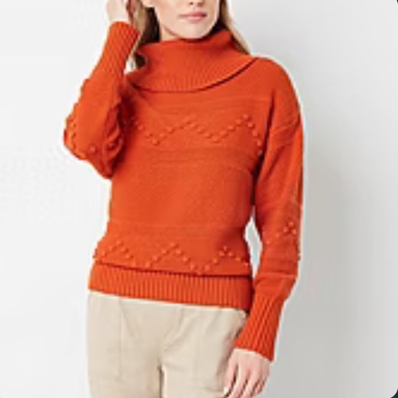 Frye And Co Sweater Chunky Knit Pullover Cowl Neck Casual Rust Orange Small - Picture 8 of 8